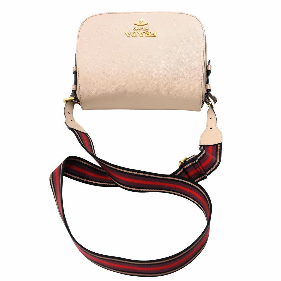 Beige Prada Saffiano Leather Shoulder Crossbody Handbag PR-B0128P-0012