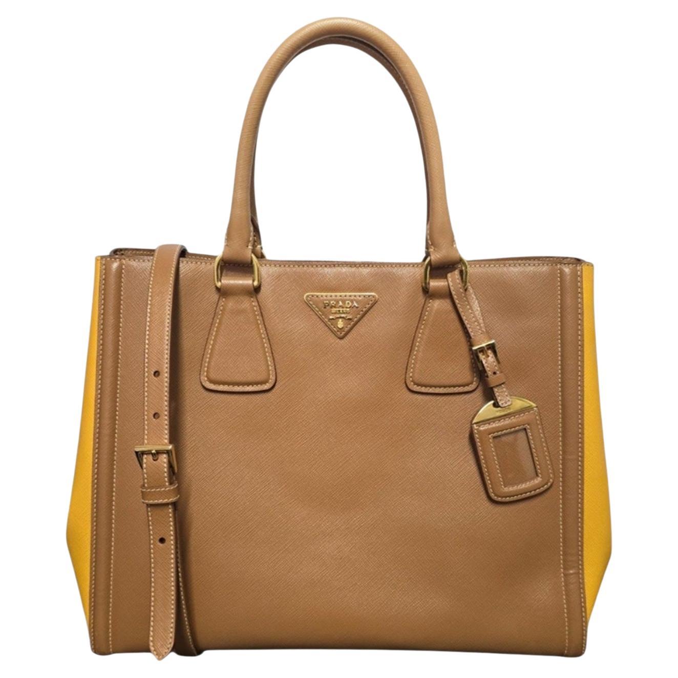 Prada Saffiano Lux Bicolor Shopping Tote For Sale