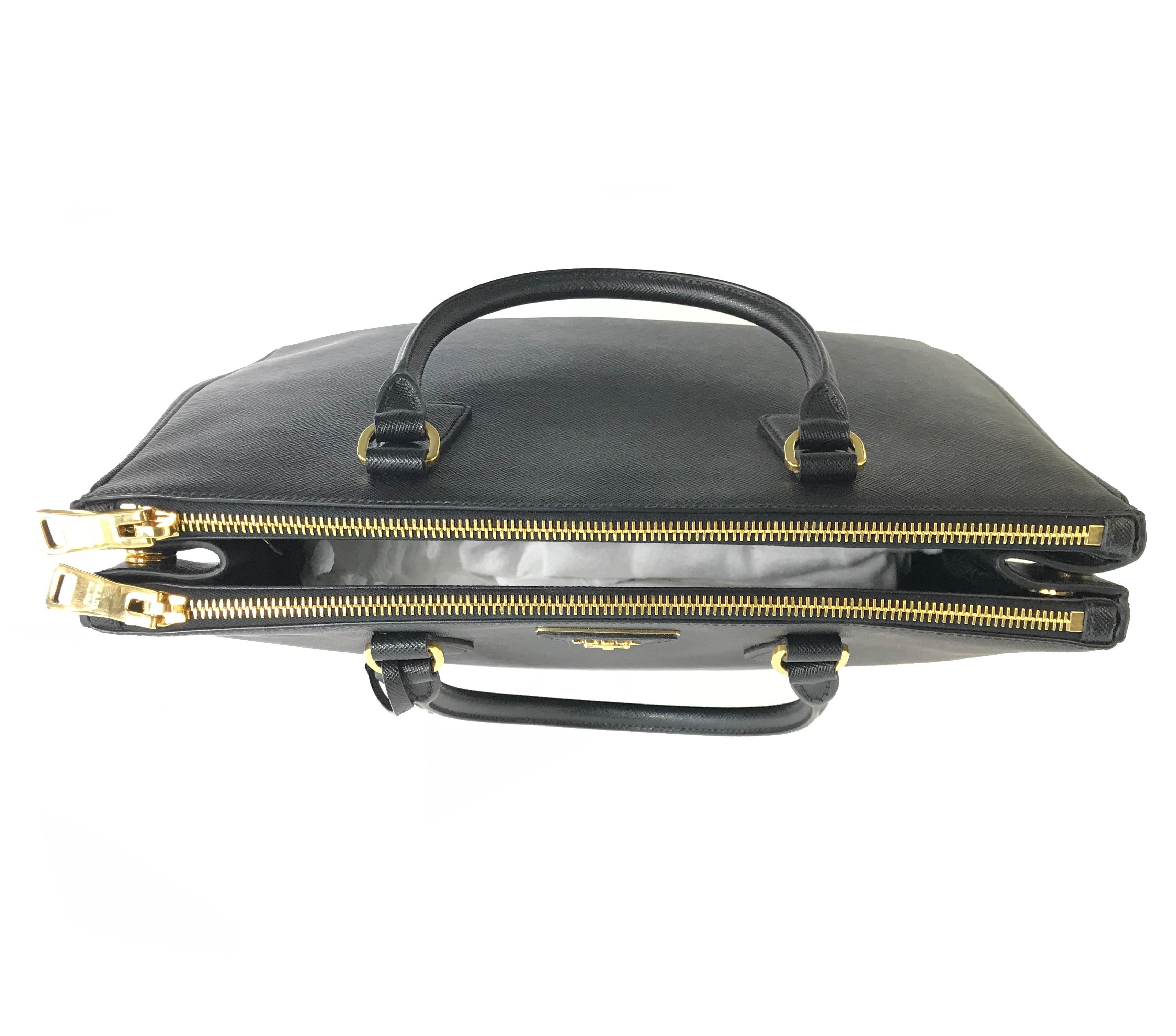 Women's PRADA Saffiano Lux Galleria Black Leather Ladies Tote 1BA786NZV