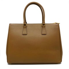 PRADA Saffiano Lux Galleria Braune Leder-Damen-Tragetasche 1BA786NZV