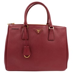 PRADA Saffiano Lux Galleria Cherry Leather Womens Convertible Tote Bag 1BA274 