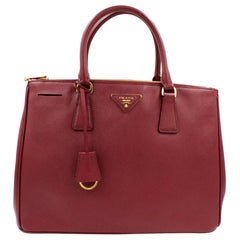PRADA Saffiano Lux Galleria Cherry Leather Womens Convertible Tote Bag 1BA274