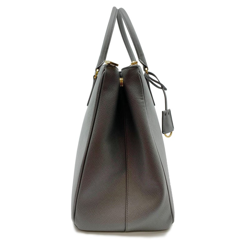 PRADA Saffiano Lux Galleria Gray Leather Ladies Tote 1BA786NZV at 1stDibs