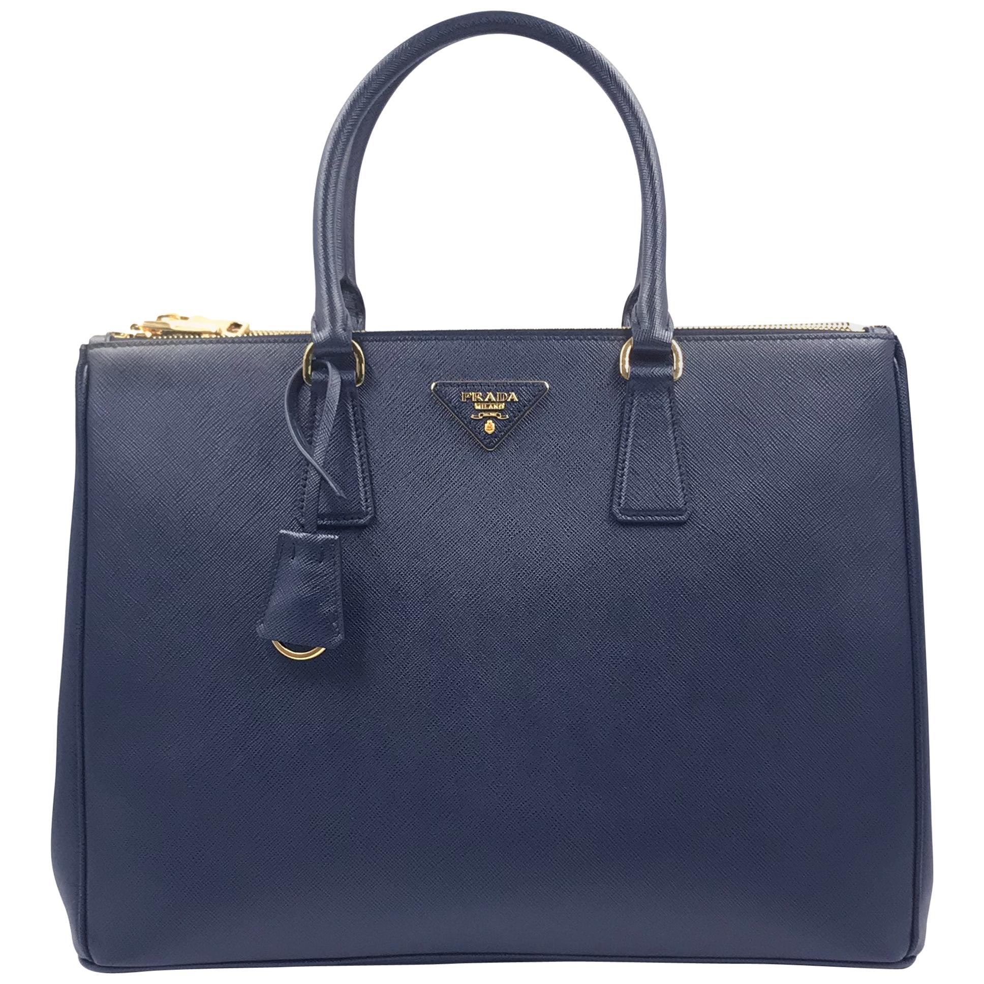 PRADA Saffiano Lux Galleria Navy Blue Leather Ladies Tote 1BA786NZV