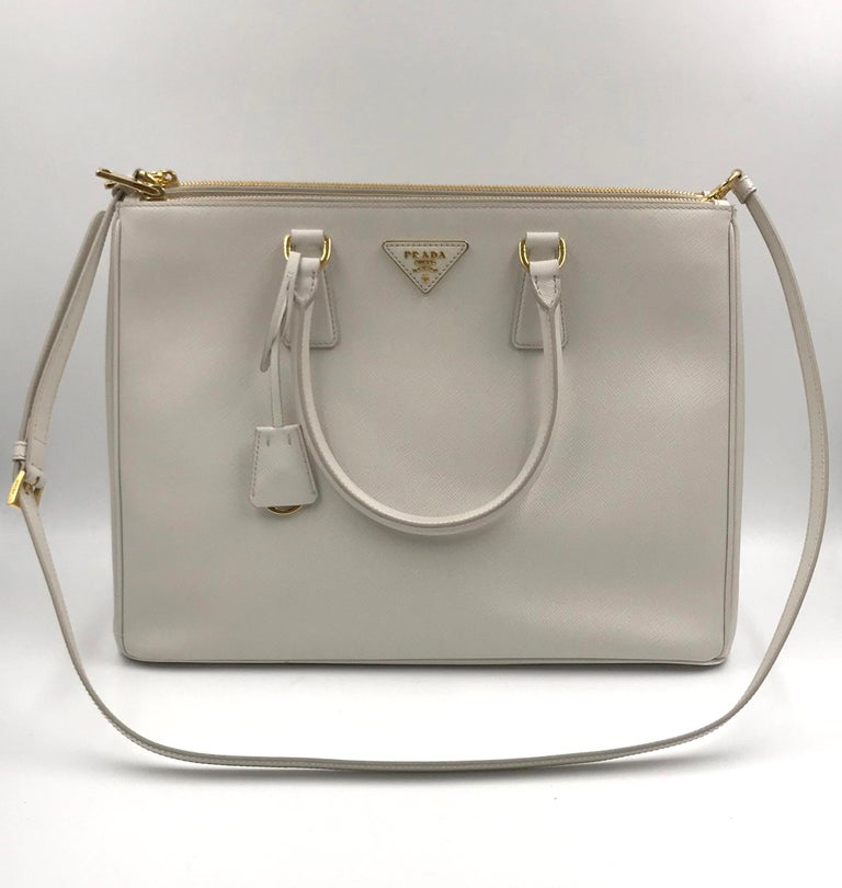 PRADA Saffiano Lux Galleria Gray Leather Ladies Tote 1BA786NZV at 1stDibs