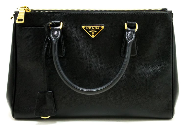 PRADA Saffiano Lux Handbag Leather Black Gold Hardware Calfskin at ...
