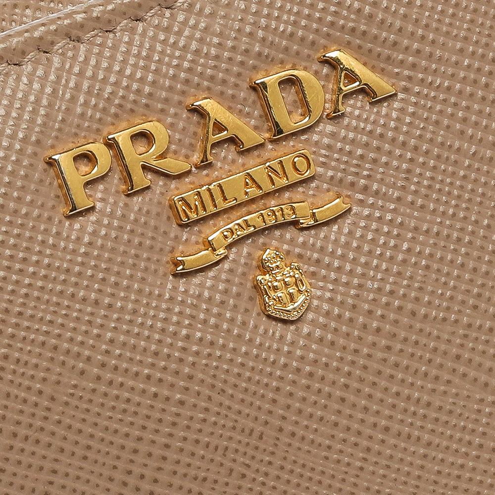 Brown Prada Saffiano Lux Leather Wallet French Flap Wallet