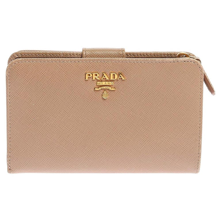 Prada Saffiano Lux Leather Wallet French Flap Wallet For Sale at 1stDibs