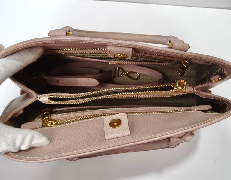 Prada Small Saffiano Lux Promenade Bag - Pink Handle Bags