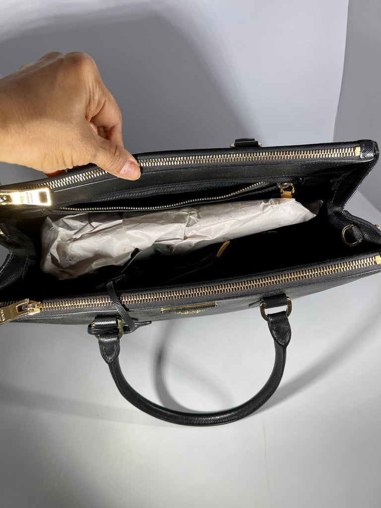 Prada Double-Zip Small Tote Bag Nero Saffiano Leather Black