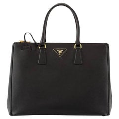 Prada Saffiano Medium Executive Tote Bag, Black (Nero), Double Zip Tote Bag 