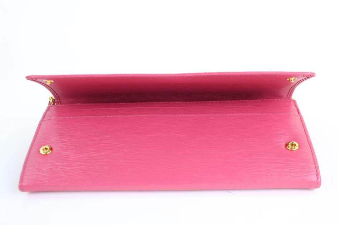 Prada Saffiano Metal Wallet On Chain Clutch 4pt916 Pink Leather Cross Body Bag For Sale 2