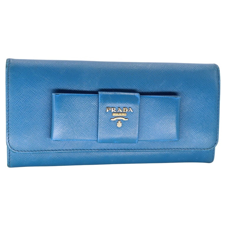 Prada Blue Saffiano Lux Leather Flap Continental Wallet at 1stDibs | prada  blue wallet, continental 1515