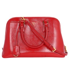 Prada Saffiano Promenade Ledertasche Rot