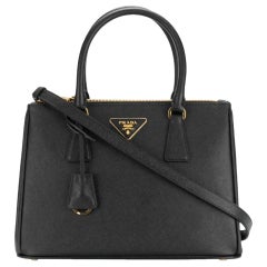 Prada Saffiano Small  Executive Tote Bag, Black (Nero), Double Zip Tote Bag