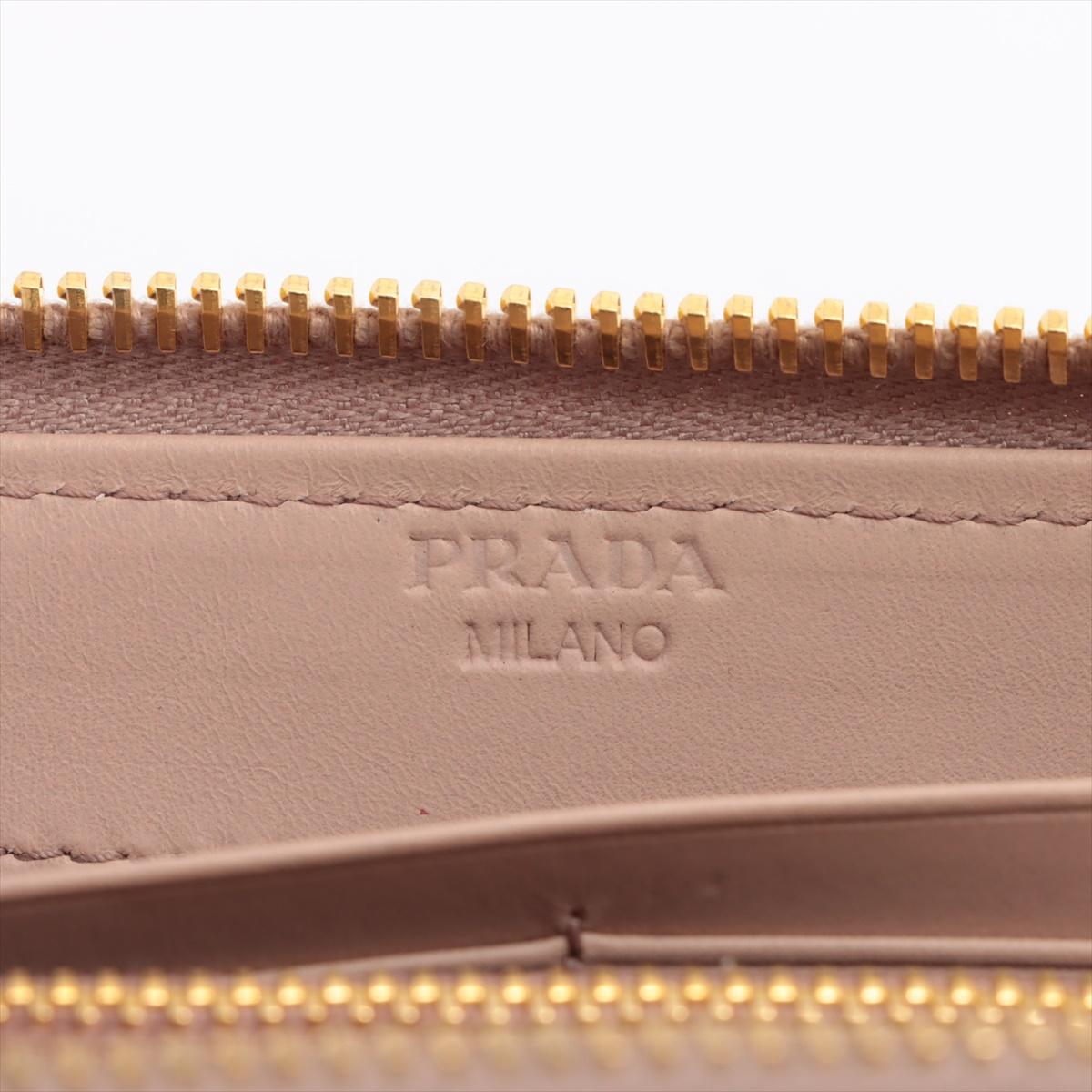 Prada Saffiano Studded Zippy Wallet Beige For Sale 6