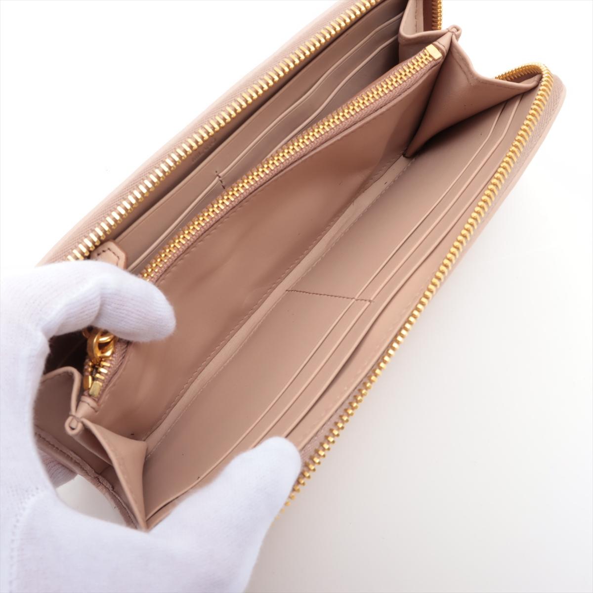 Prada Saffiano Studded Zippy Wallet Beige For Sale 2