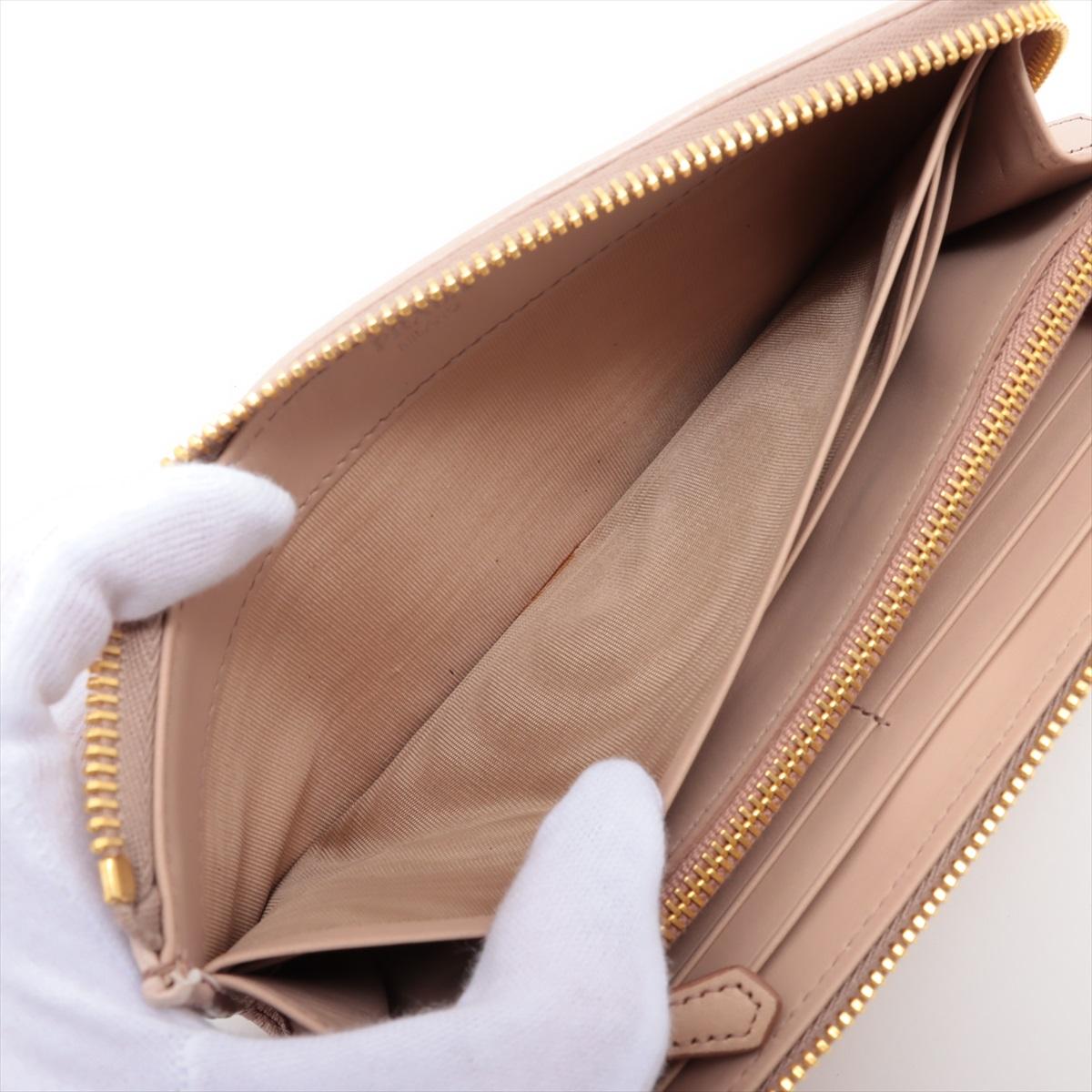 Prada Saffiano Studded Zippy Wallet Beige For Sale 3