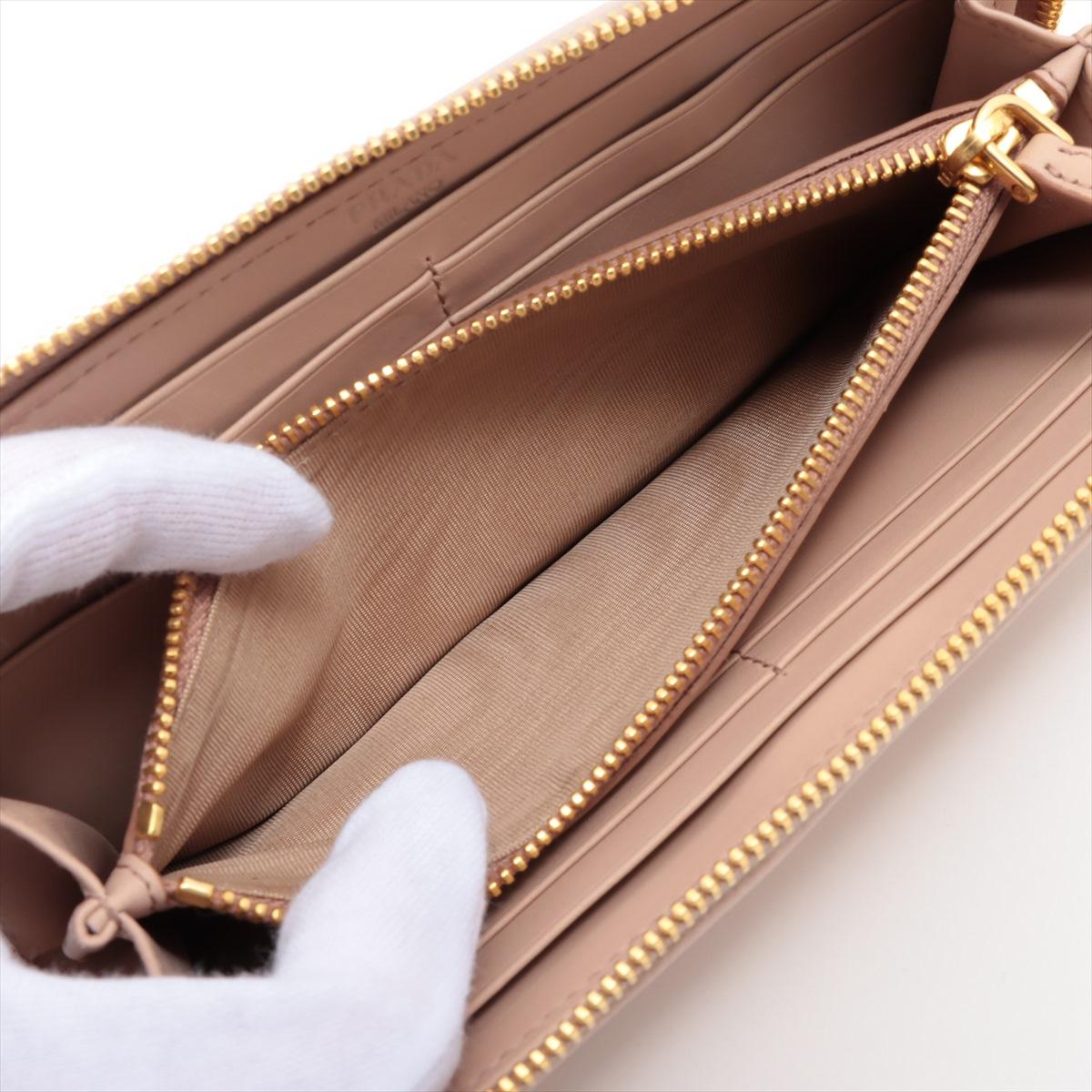 Prada Saffiano Studded Zippy Wallet Beige For Sale 5