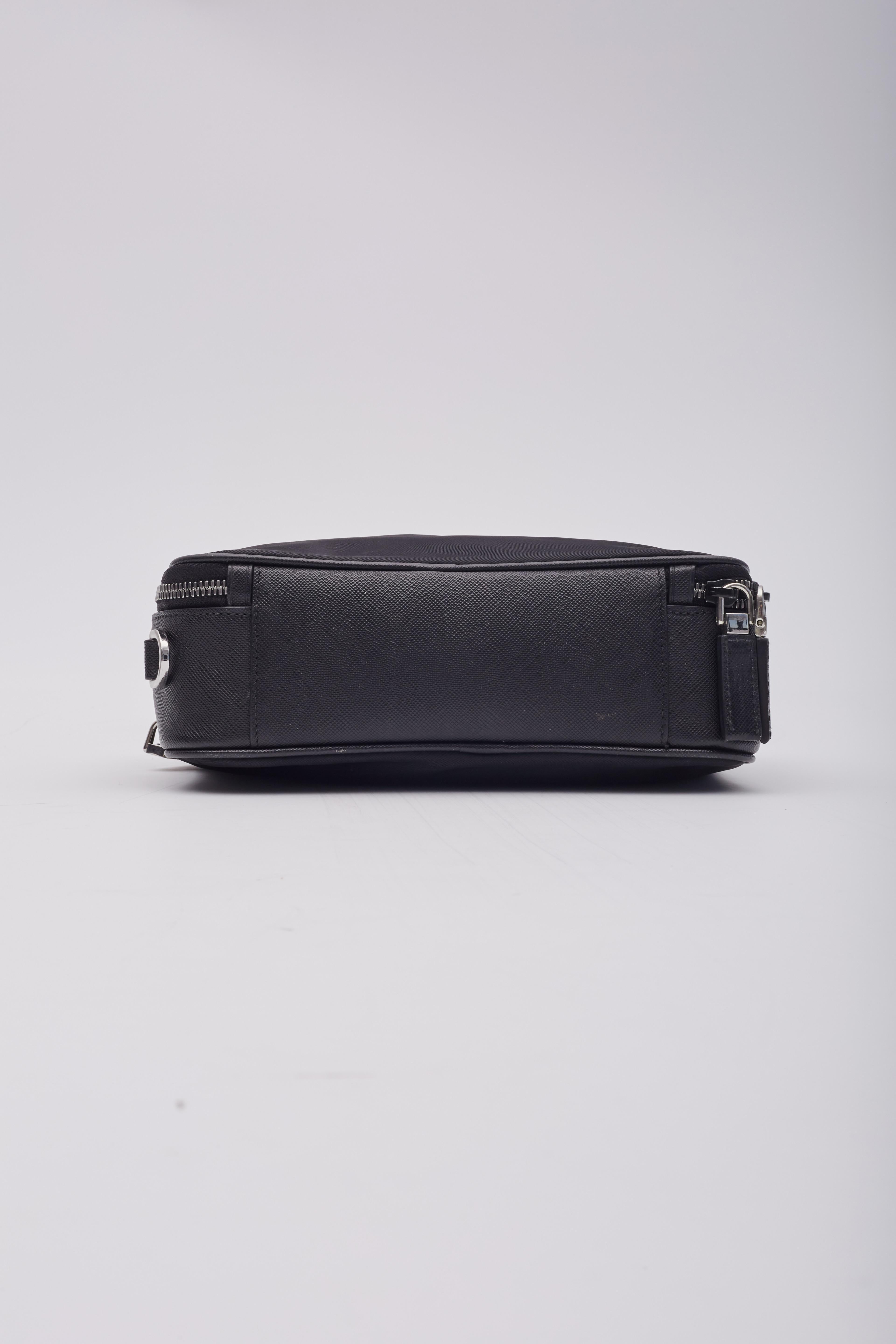Men's Prada Saffiano Trimmed Tessuto Brique Crossbody Bag
