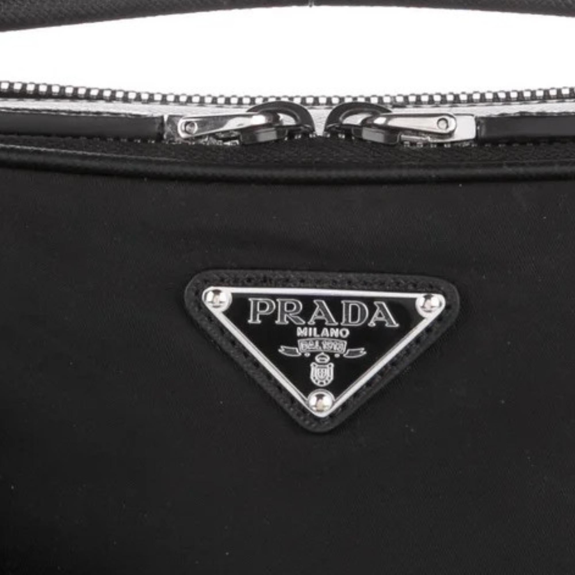 Women's Prada Saffiano Trimmed Tessuto Brique Crossbody Bag For Sale