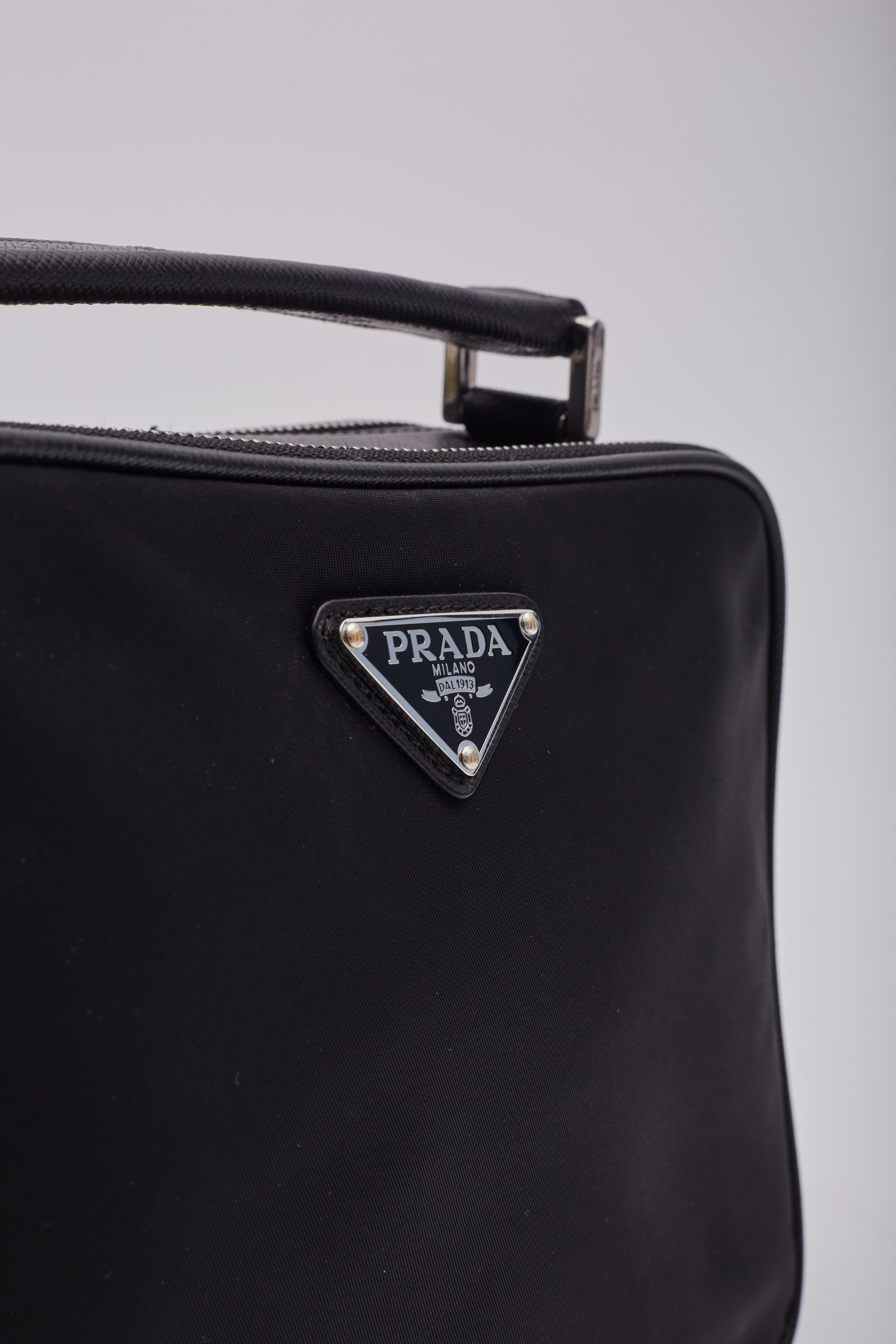 Prada Saffiano Trimmed Tessuto Brique Crossbody Bag 3
