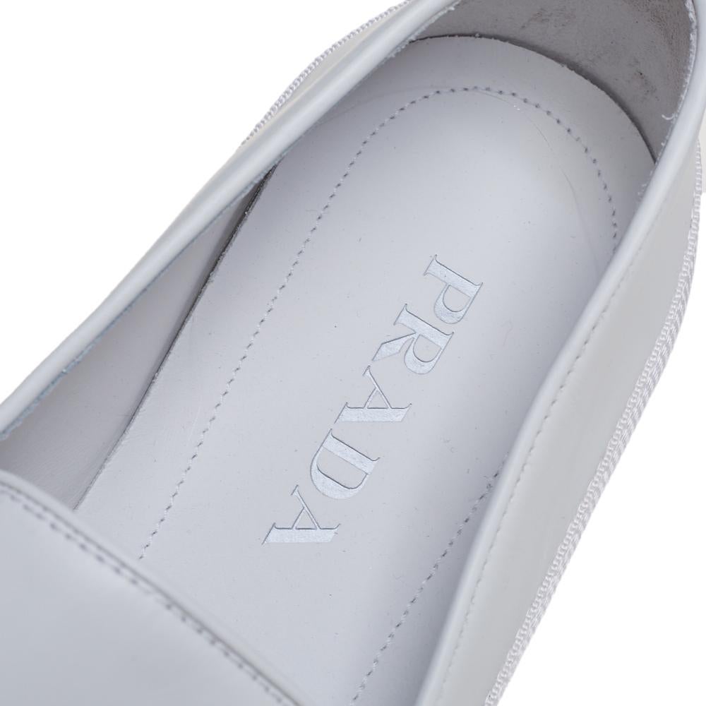 Prada Saint Tropez White Leather Slip-On Sneakers Size 43 2