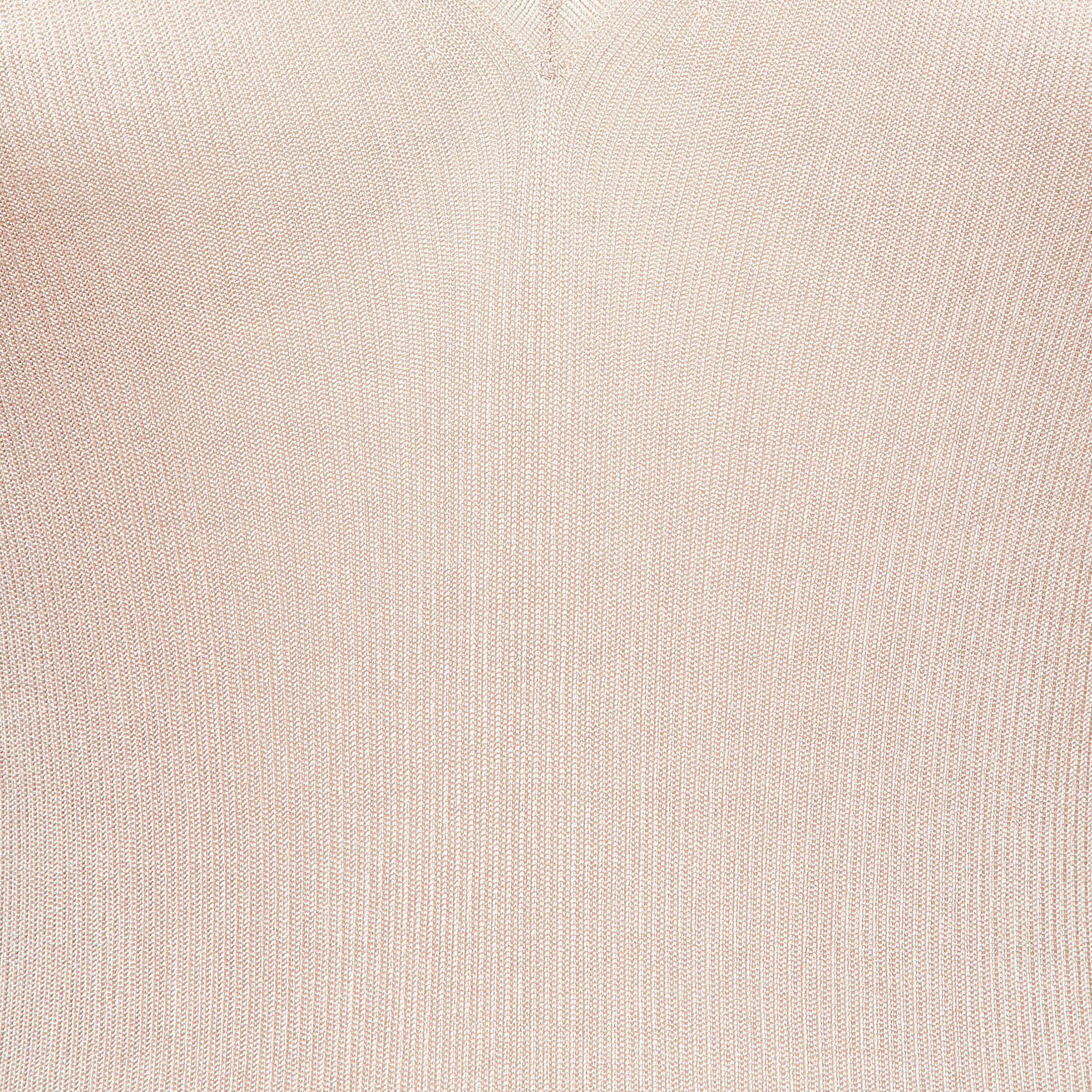 Beige Prada Sand Brown Silk Knit Tank Top M For Sale