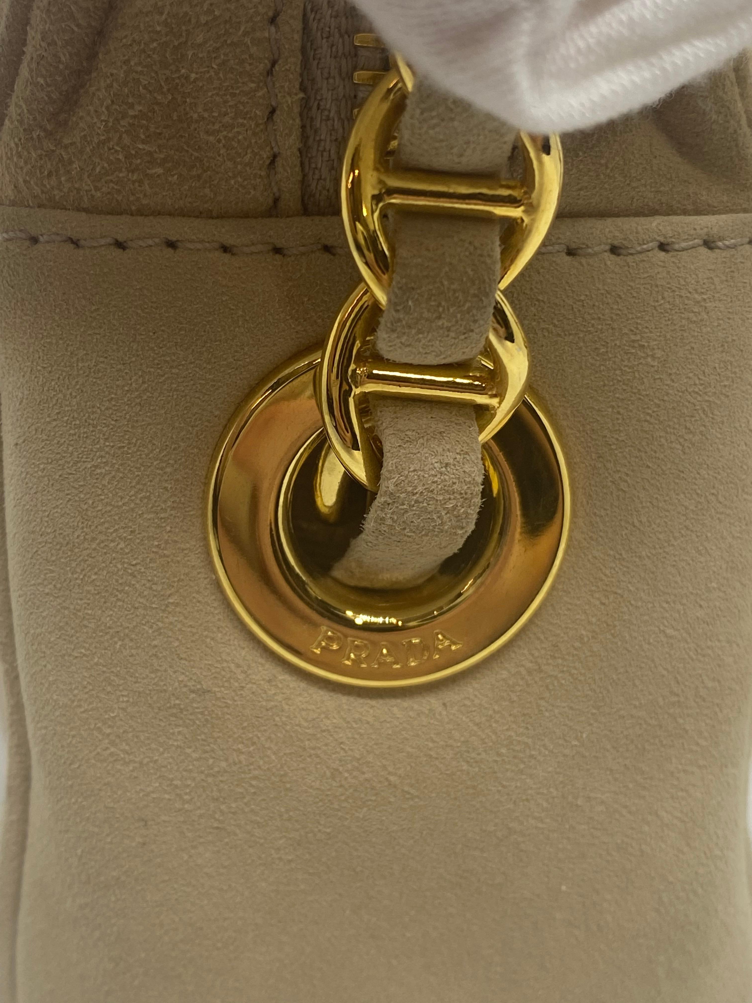 Women's or Men's Prada Sand Suede Leather Vintage Mini Crossbody Bag, 2005.