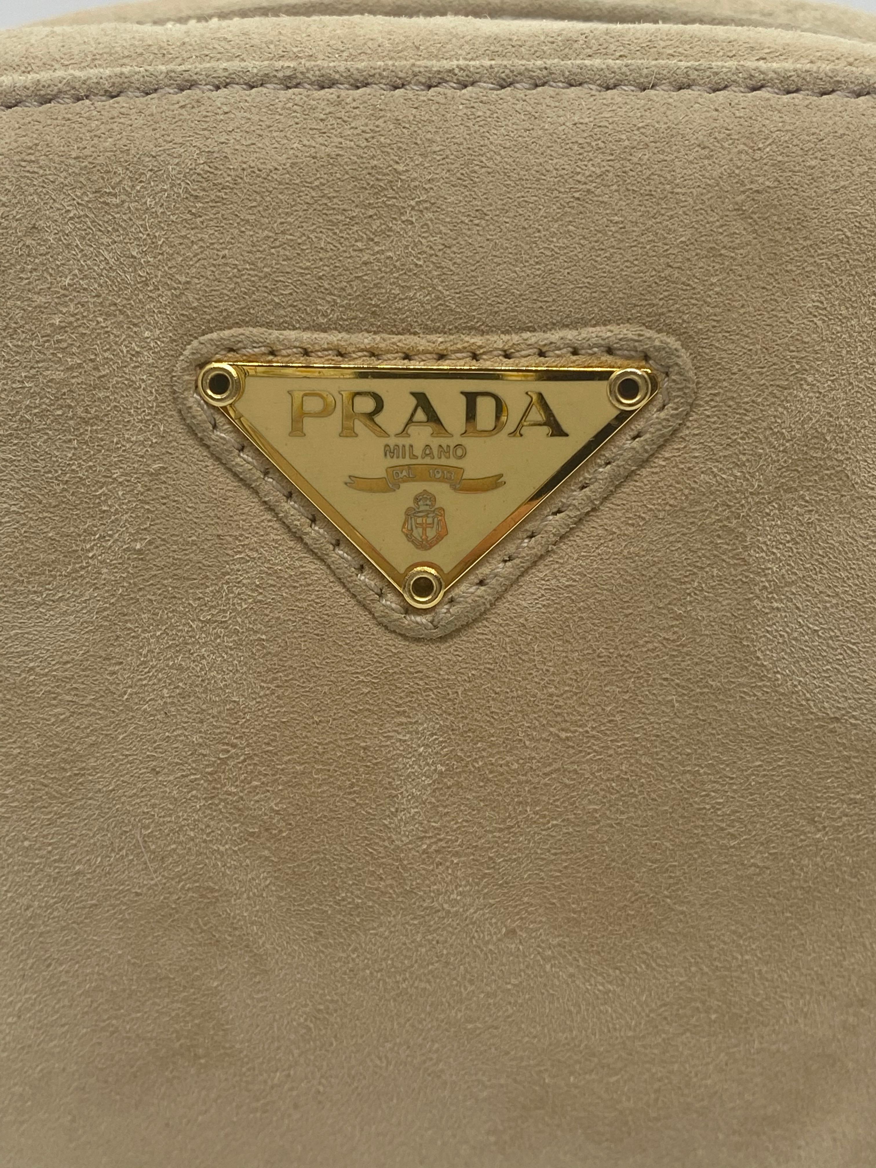 Prada Sand Suede Leather Vintage Mini Crossbody Bag, 2005. 1