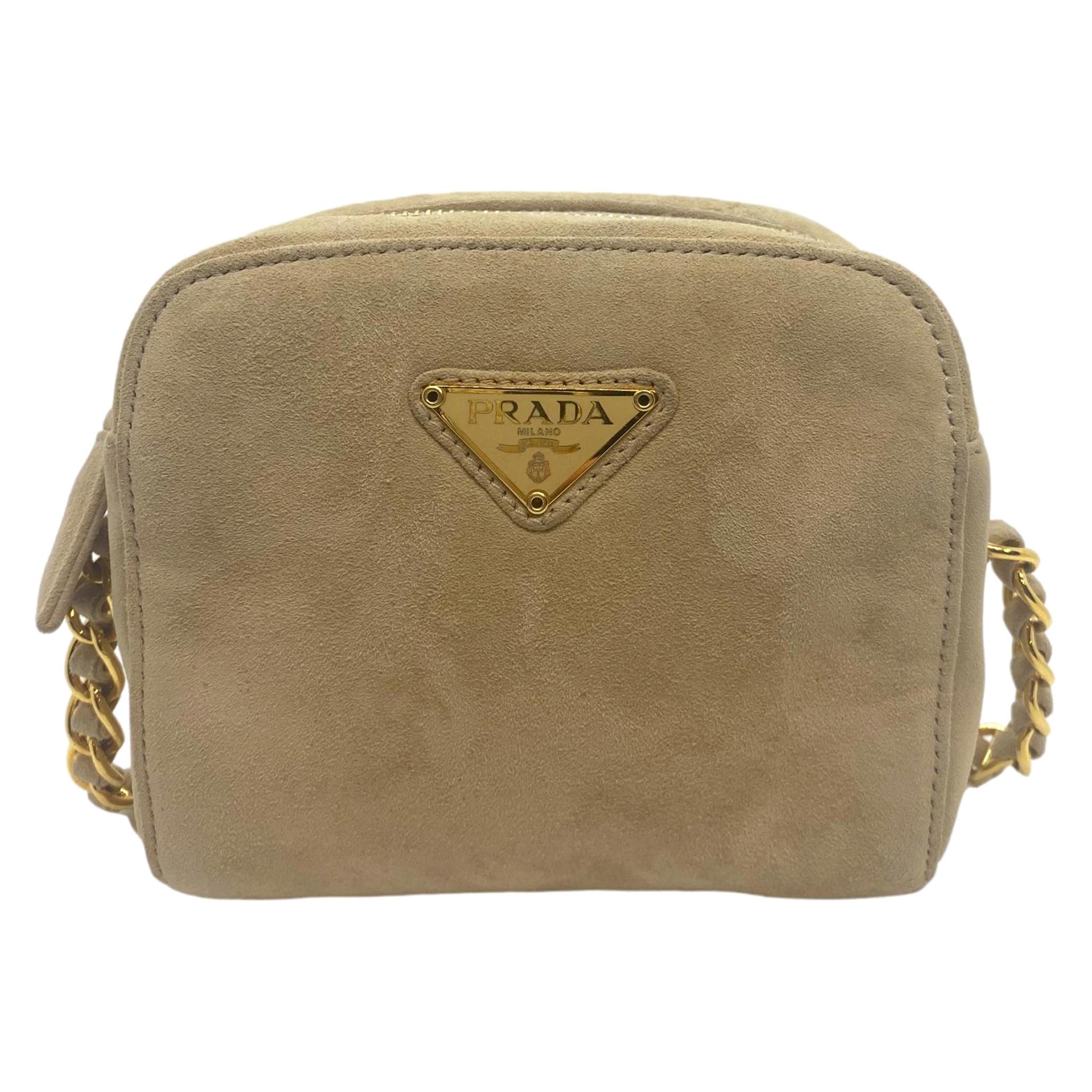 Prada Sand Suede Leather Vintage Mini Crossbody Bag, 2005.