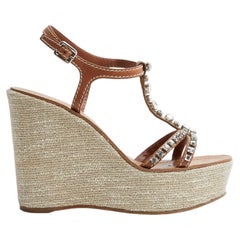 Prada Sandales Compensees Bijou FR40 Wedge Heels Diamond Sandals UK6.5 US9