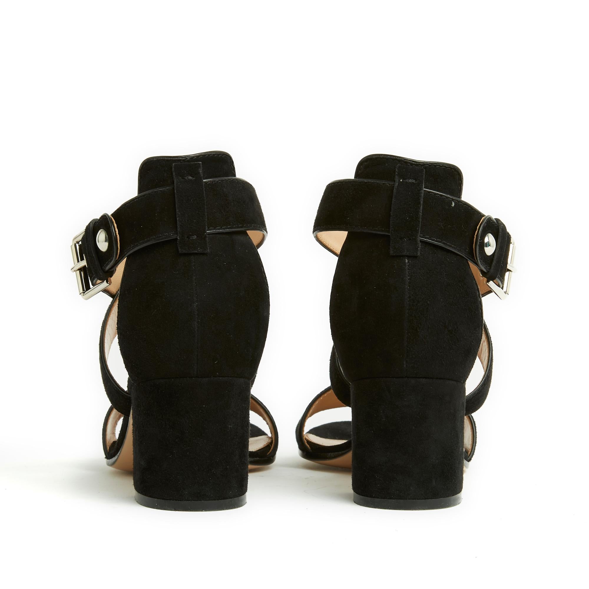 Prada Sandales EU38.5 Suede Black Sandals Heels US8 For Sale 1