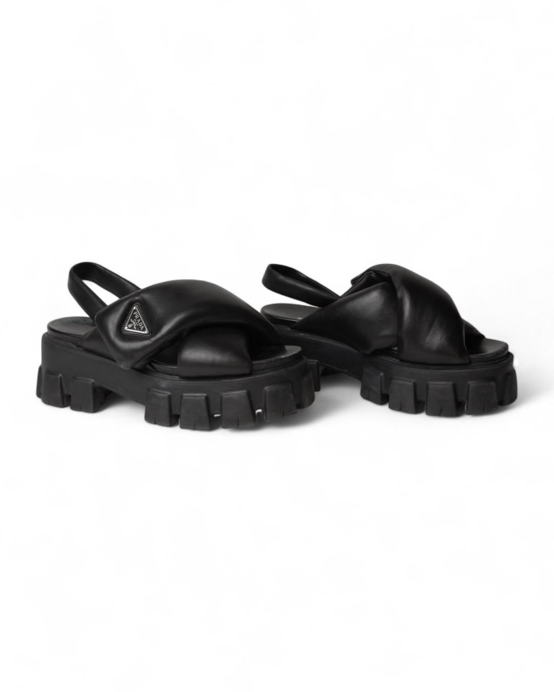 Prada Sandalias Monolith Puff Negro Black en venta