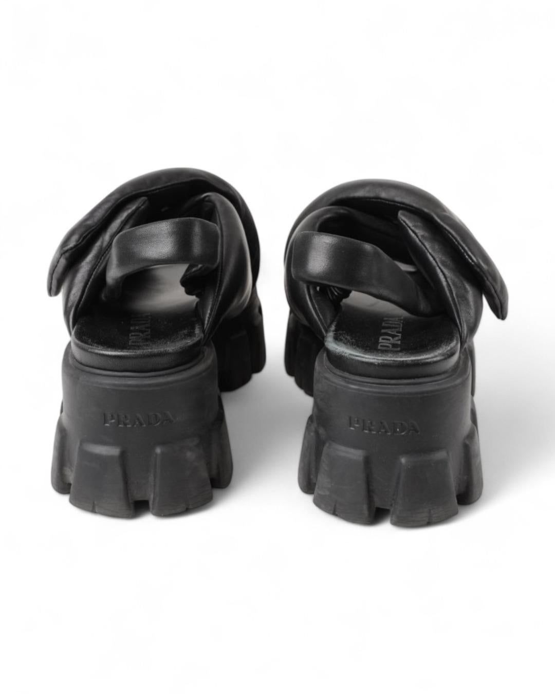 Prada Sandalias Monolith Puff Negro en venta 2