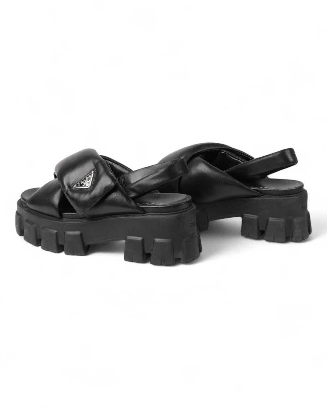 Prada Sandalias Monolith Puff Negro en venta 3