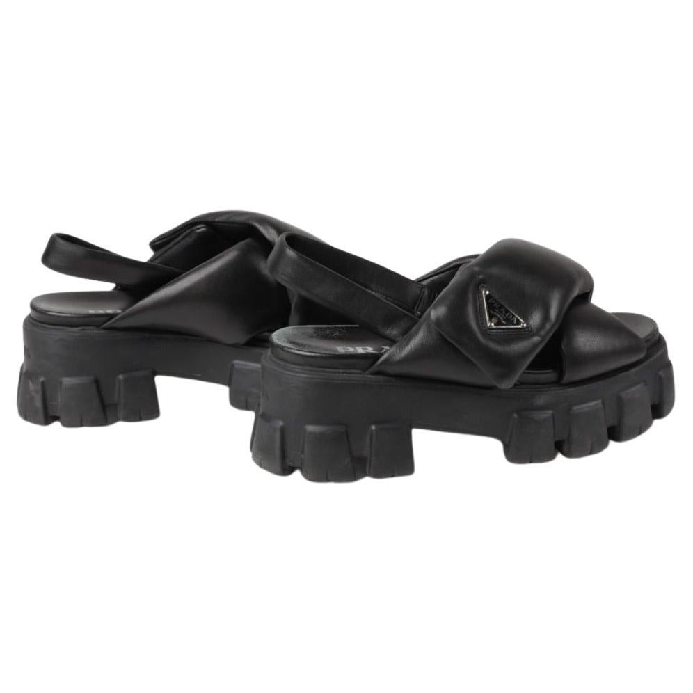 Prada Sandalias Monolith Puff Negro en venta