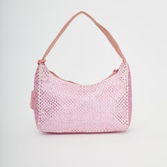 Prada Satin Crystal Mini Re-Edition 2000 Bag Alabastro