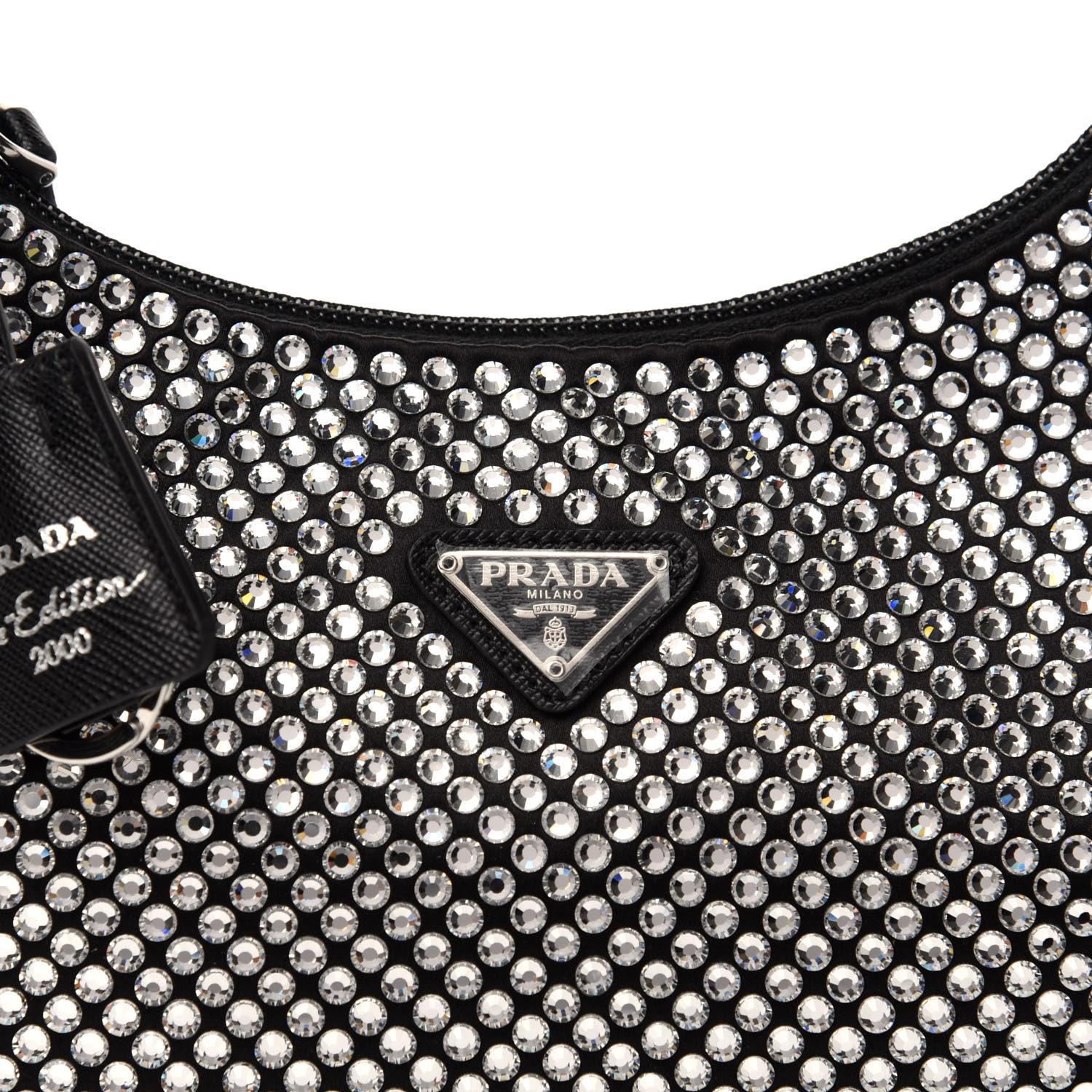 prada satin mini bag with crystals