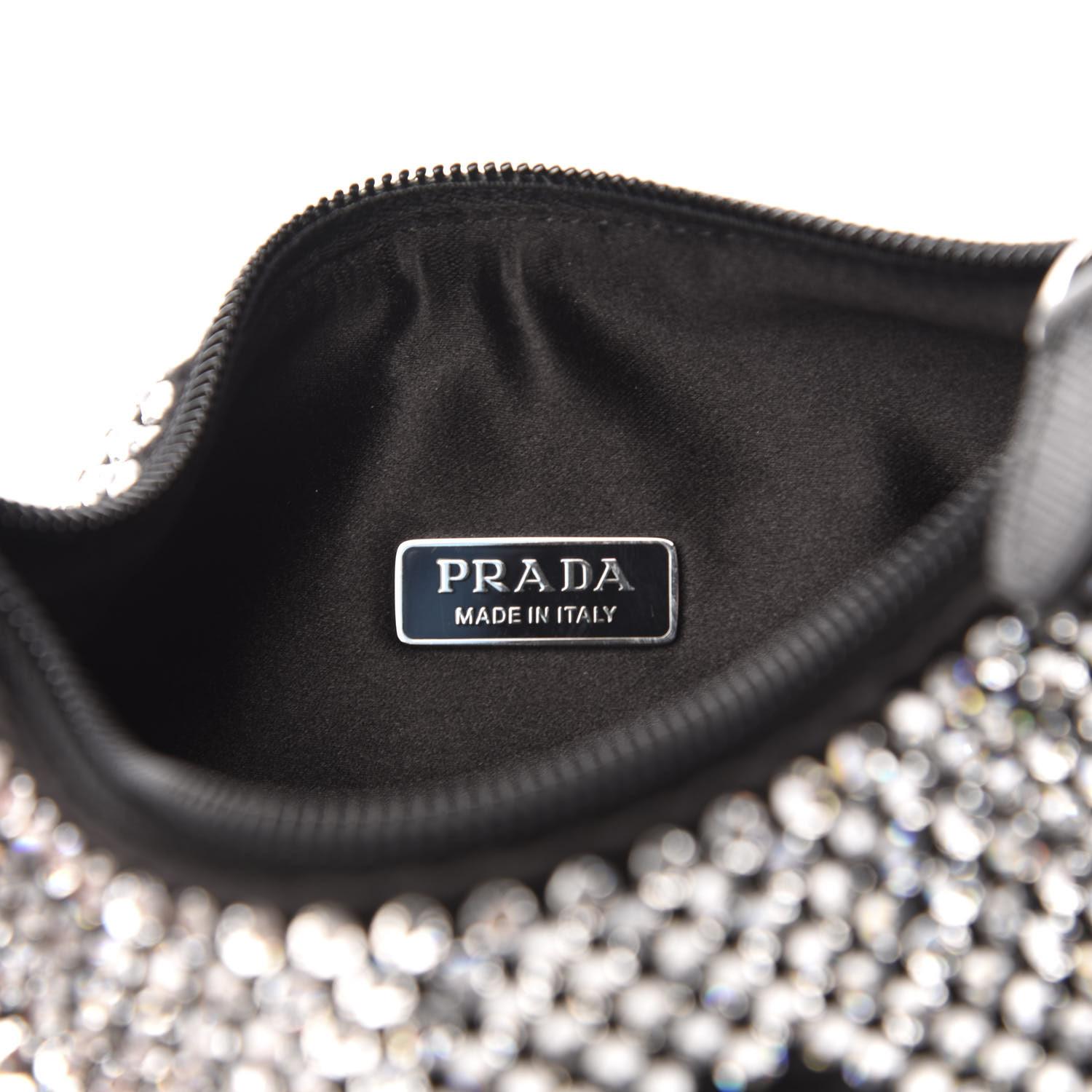 Prada Satin Crystal Mini Re-Edition Bag In New Condition In Montreal, Quebec