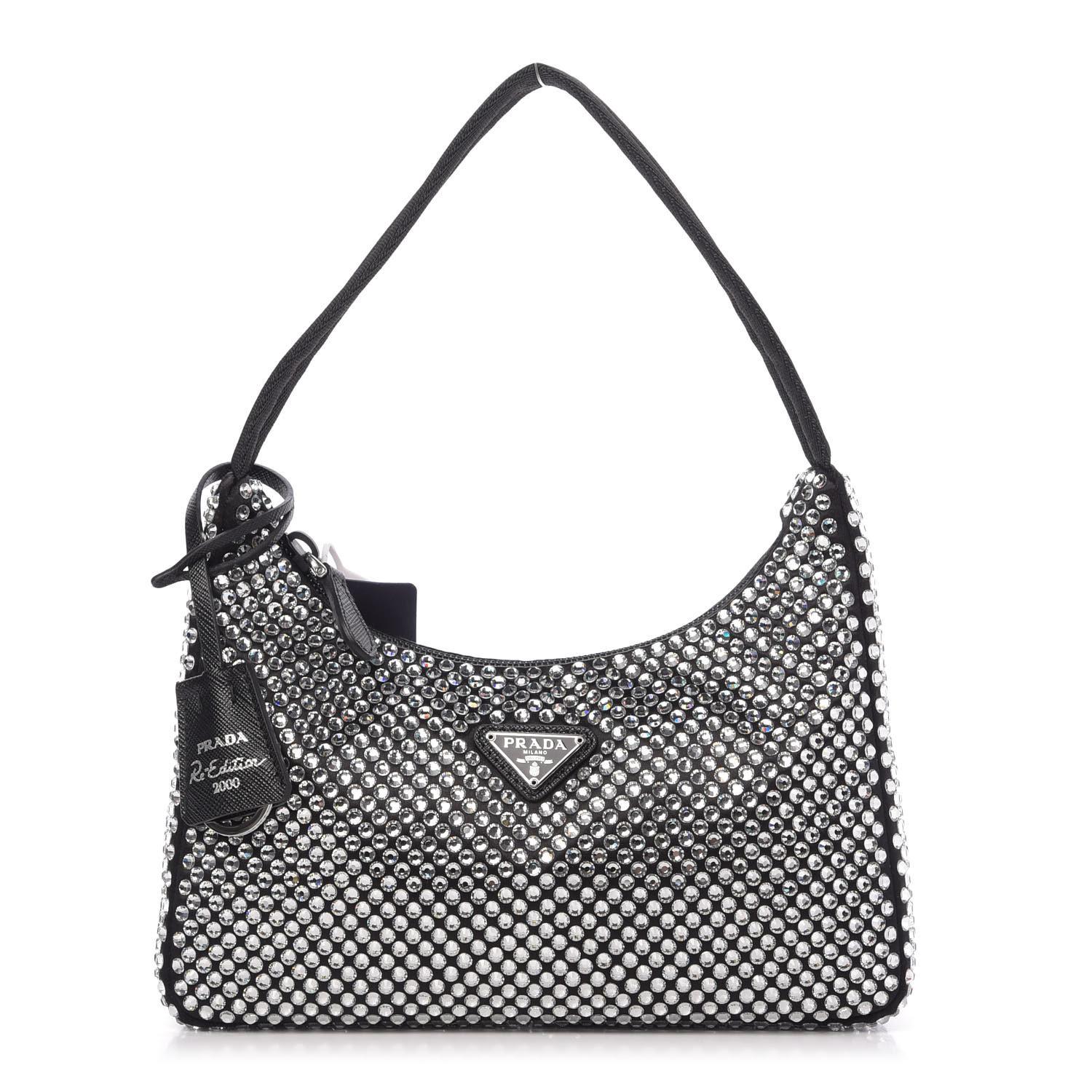 Women's Prada Satin Crystal Mini Re-Edition Bag