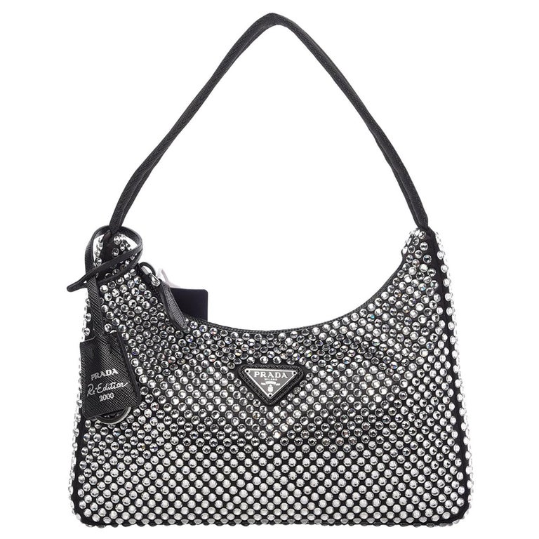 Prada Crystal Embellished Mini Bag - Black Mini Bags, Handbags - PRA838645