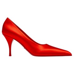 Prada Satin Pointed-Toe Heels 85 IT36.5