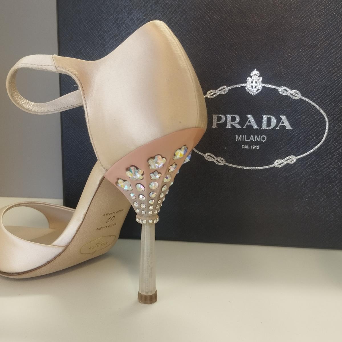 Beige Prada Satin Sandals IT 37 For Sale