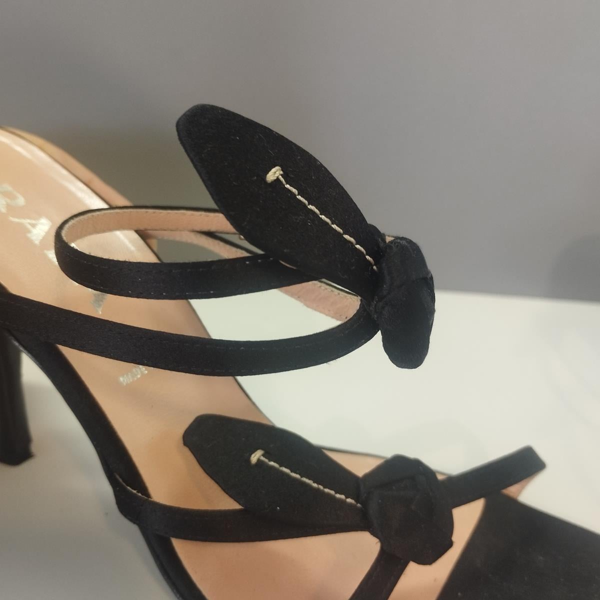 Gray Prada Satin Sandals IT 37