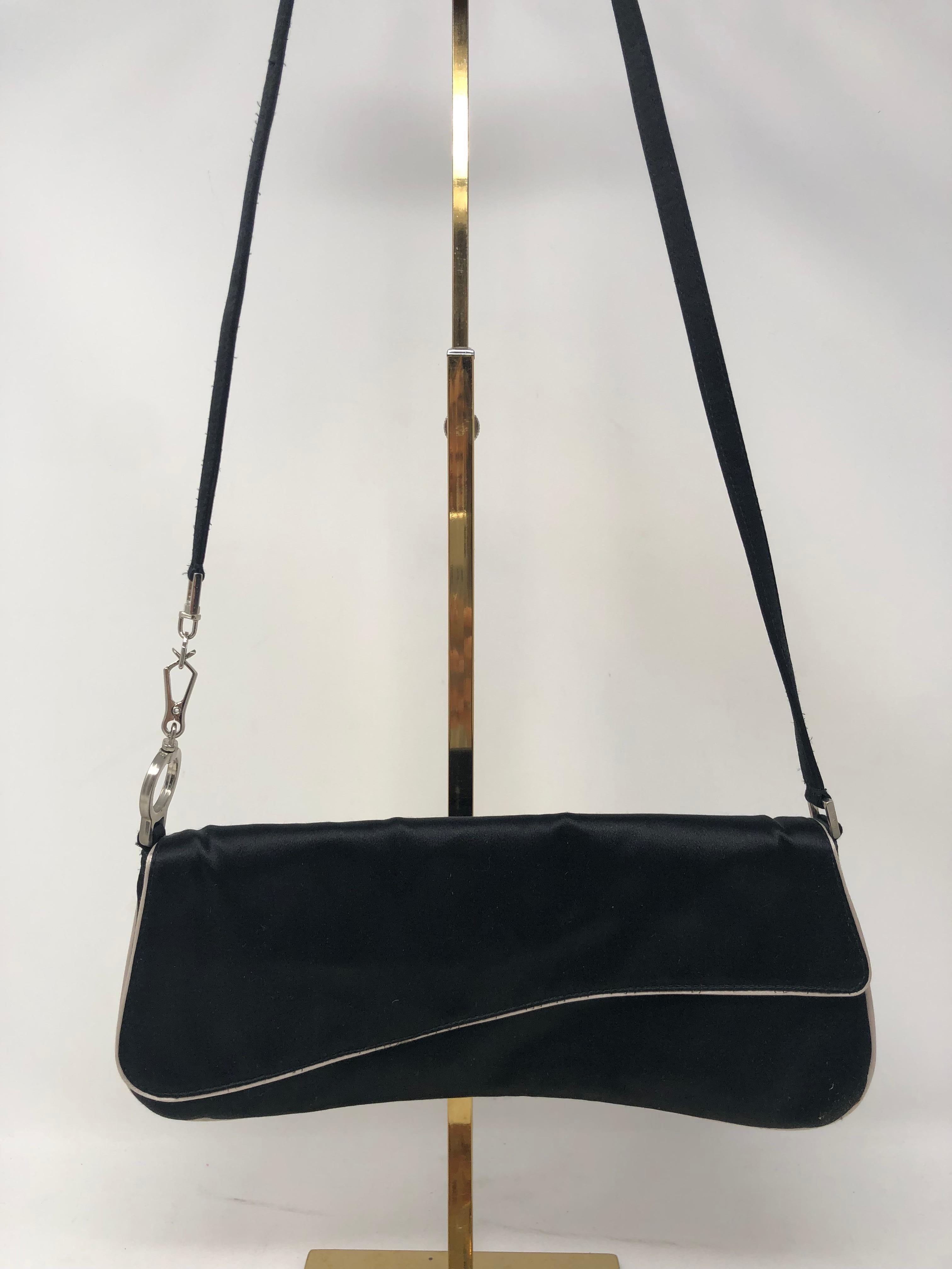 Prada Black Satin Shoulder Bag or Clutch. Can be worn as an evening bag or everyday. Mint like new condition. Prada is back and this is a timeless piece. Guaranteed authentic. 