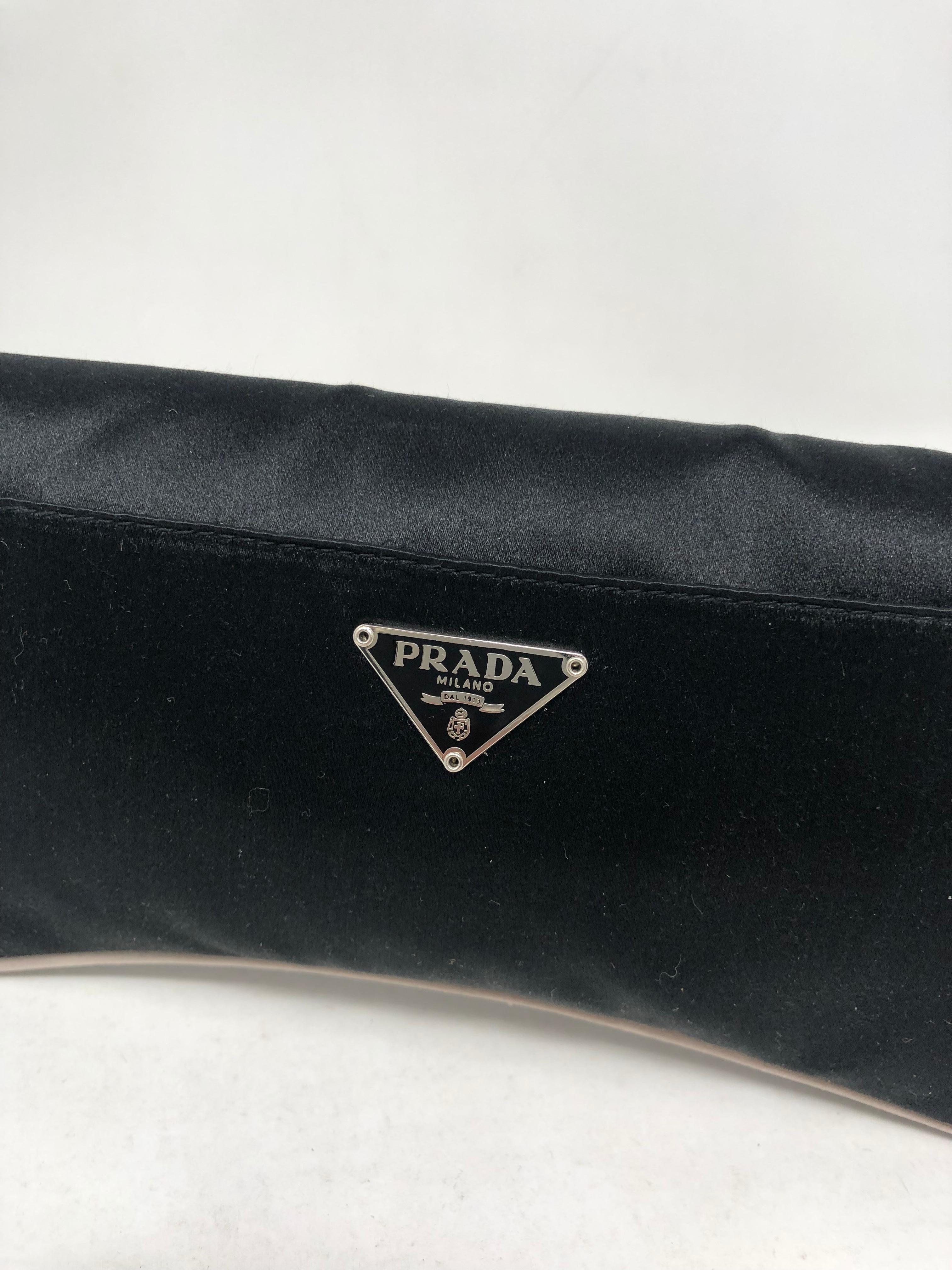 Black Prada Satin Shoulder Bag/ Clutch