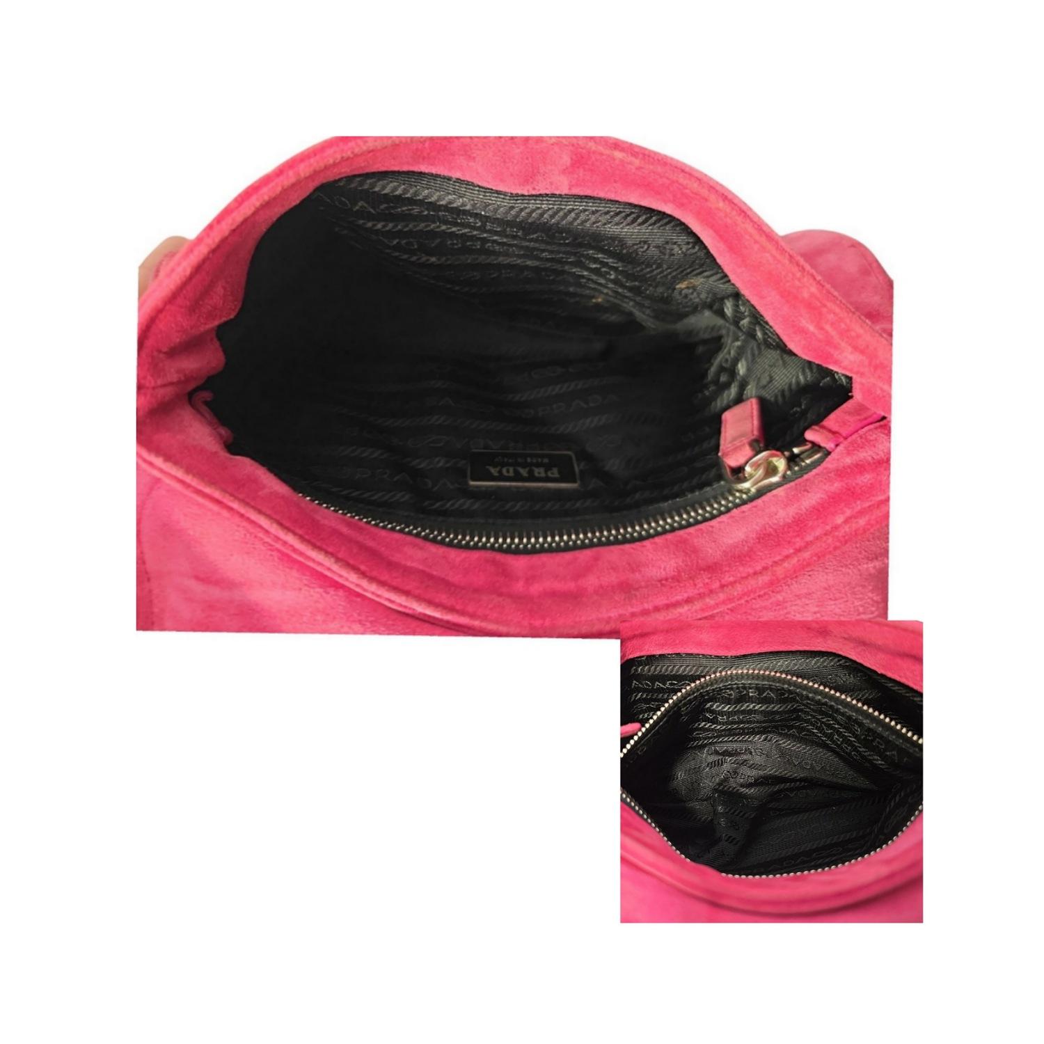 Prada - Sac à bandoulière en daim avec chaîne de son BR2664 en vente 3