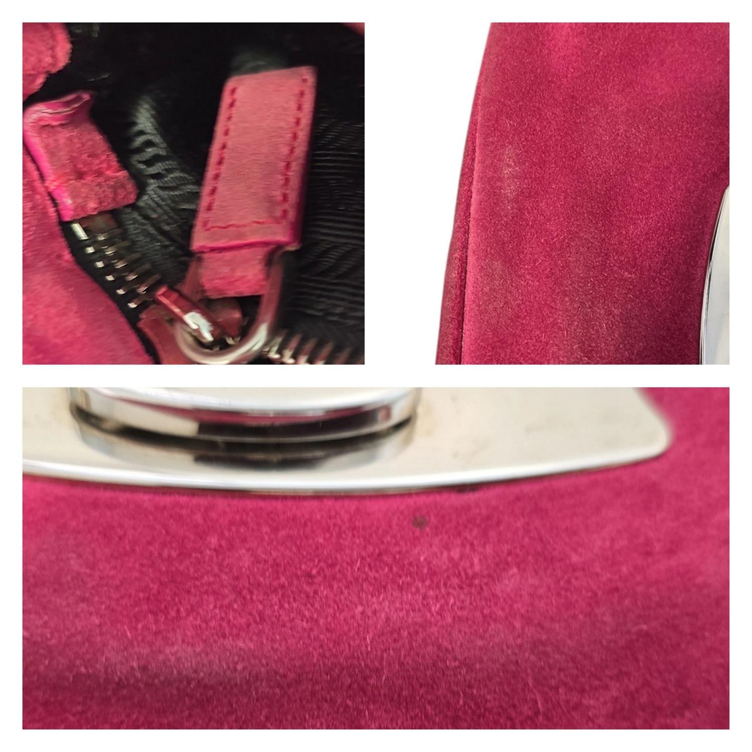 Prada - Sac à bandoulière en daim avec chaîne de son BR2664 en vente 4