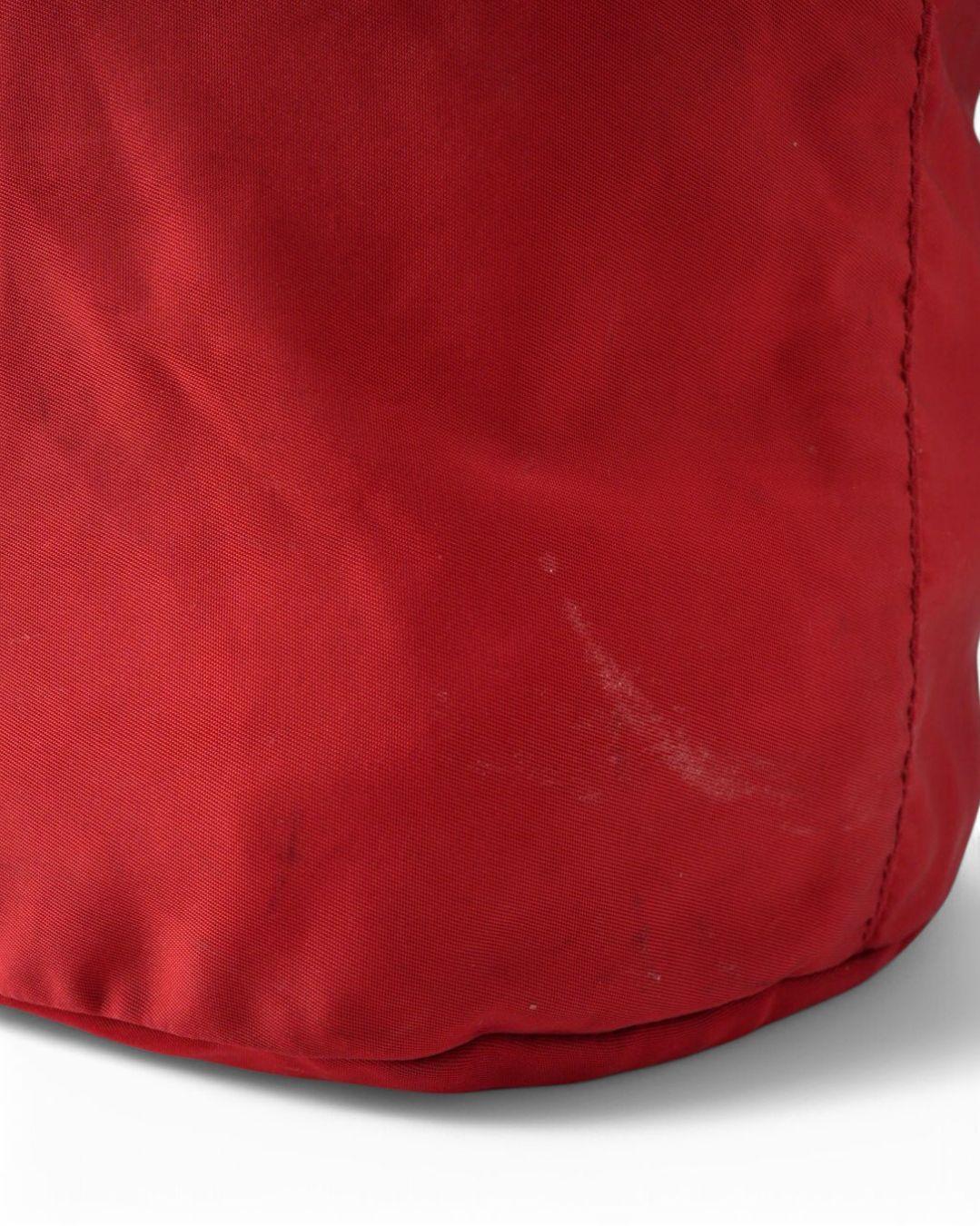 Prada Bucket MM Nylon Red For Sale 4
